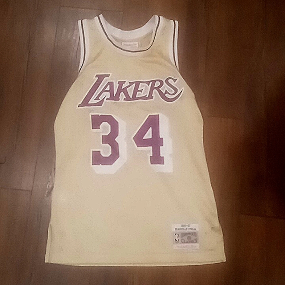 Mitchell And Ness Lakers #34 Shaq Gold Jersey